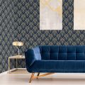 Waldorf Art Deco Wallpaper Navy &amp; Gold -